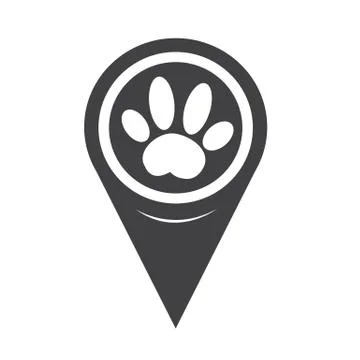 Map Pin Pointer Dog paw Icon Stock Illustration