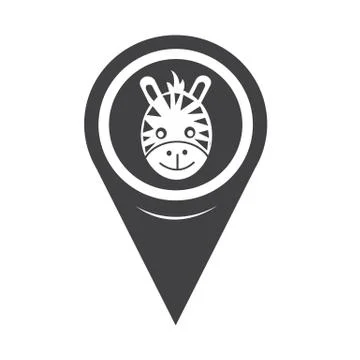 Map Pin Pointer Giraffe Face Icon 스톡 일러스트