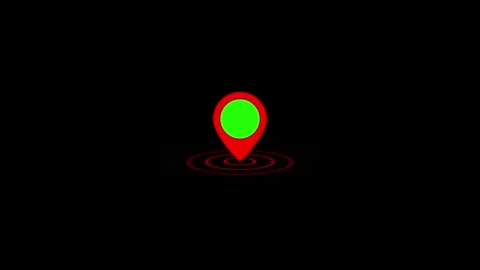 Map pin pointer with green screen chroma key icon and red pulse signal moti.. Stock Footage 329145167