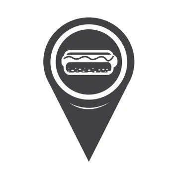 Map Pin Pointer Hot dog Icon Stock Illustration