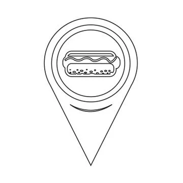 Map Pin Pointer Hot dog Icon Stockillustratie