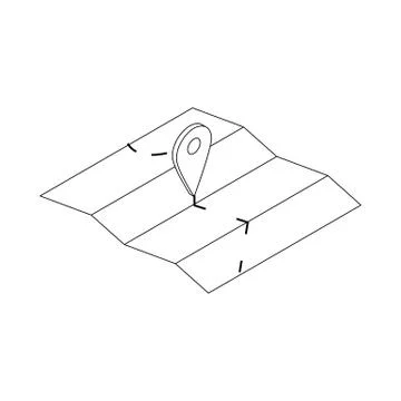 Map with pin pointer icon, isometric 3d style Illustrazione stock