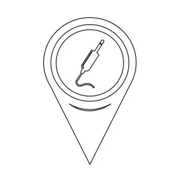 Map Pin Pointer jack cable icon Stock Illustration