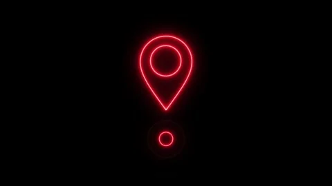 Map pin pointer neon glow animation looping Video stock 297656327