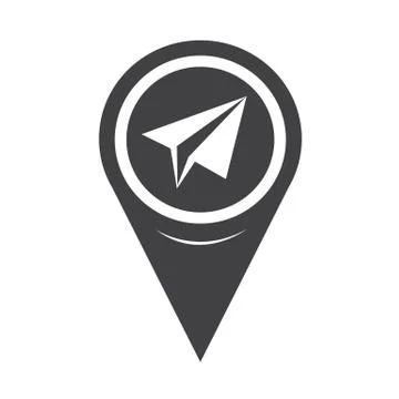Map Pin Pointer Paper plane icon Stock Illustration