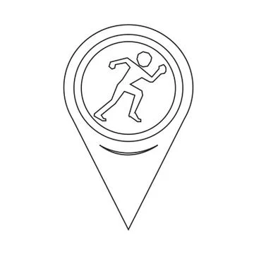 Map Pin Pointer running  sport icon Stock Illustration