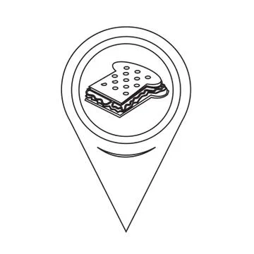Map Pin Pointer Sandwich cheese Icon Stock Illustration