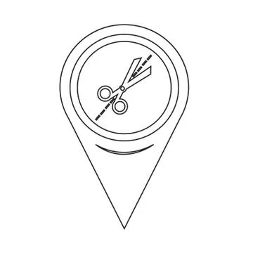 Map Pin Pointer Scissors icon Stock Illustration