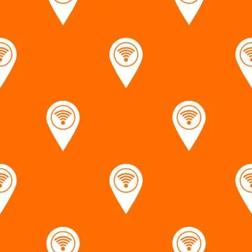 Map pin pointer with wi fi symbol pattern seamless Stock Illustration
