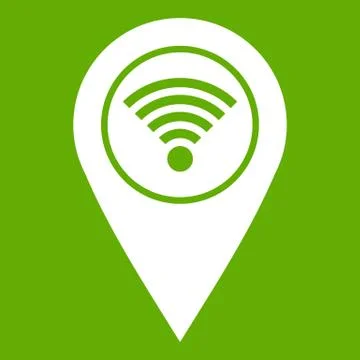 Map pin pointer with wi fi symbol icon green Stock Illustration