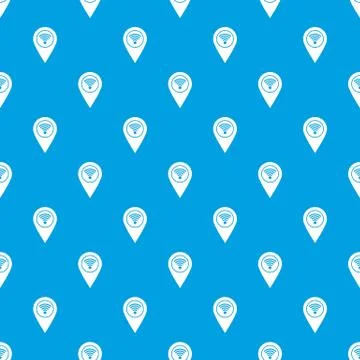 Map pin pointer with wi fi symbol pattern seamless blue 스톡 일러스트