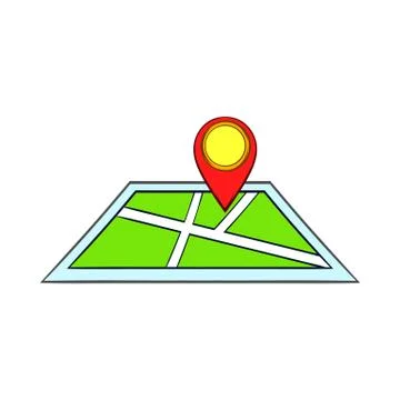 Map with pin pointers icon, cartoon style 스톡 일러스트