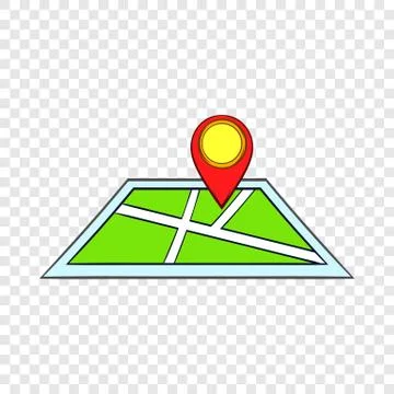 Map with pin pointers icon, cartoon style 스톡 일러스트