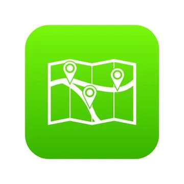 Map with pin pointers icon digital green イラスト素材