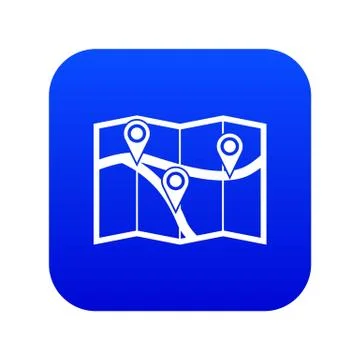 Map with pin pointers icon digital blue 스톡 일러스트