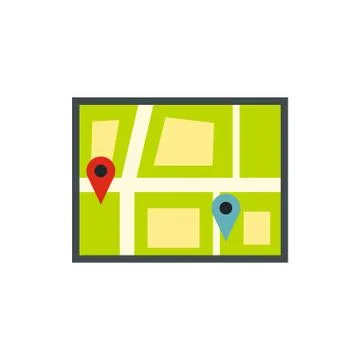 Map with pin pointers icon in flat style 스톡 일러스트