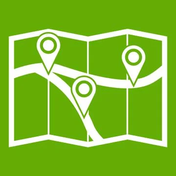 Map with pin pointers icon green Illustrazione stock