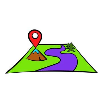 Map with pin pointers icon, icon cartoon Stock Illustration