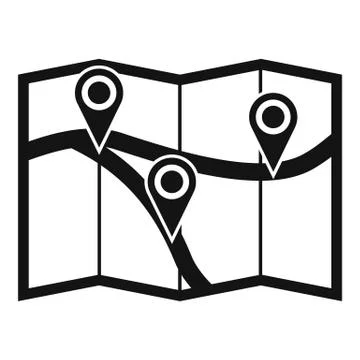 Map with pin pointers icon, simple style 스톡 일러스트