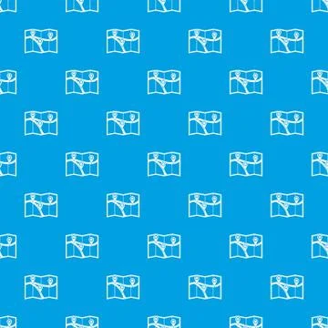 Map with pin pointers pattern seamless blue Stock Illustration