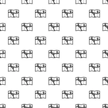 Map with pin pointers pattern, simple style 库存插图