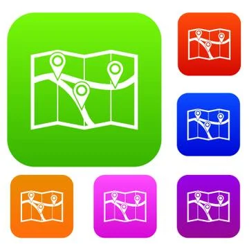 Map with pin pointers set collection 스톡 일러스트