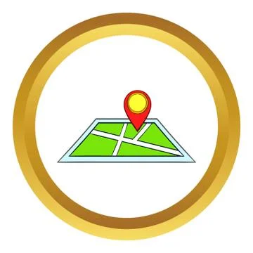 Map with pin pointers vector icon, cartoon style 스톡 일러스트