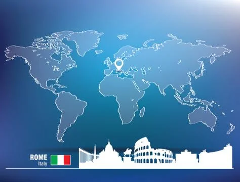 Map pin with Rome skyline Stock Illustration
