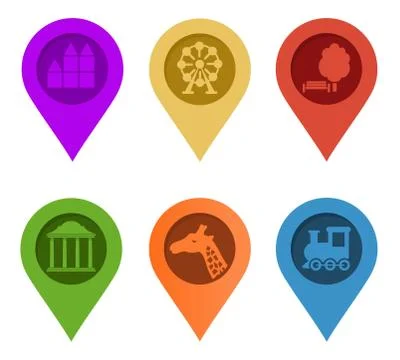 Map Pin. Set of bright map pointers on white background. Vector illustration Stock Illustration