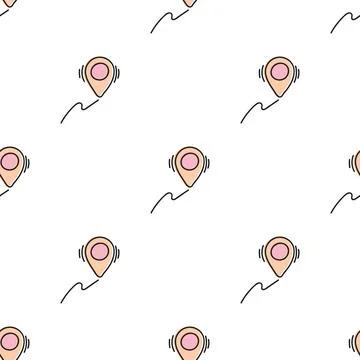 Map pin, vector seamless pattern, Editable can be used for web page backgroun Stock Illustration