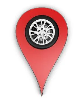 Map pin with wheel Illustrazione stock