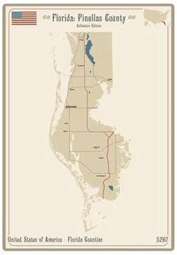 Map of Pinellas County in Florida Stock Illustration