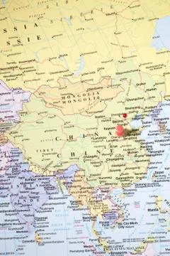 Map pinned on china Stock Photos