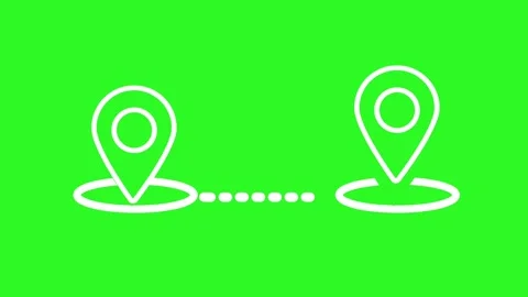 Map pins and route animation. White outline location markers connect Stock Footage 315631359