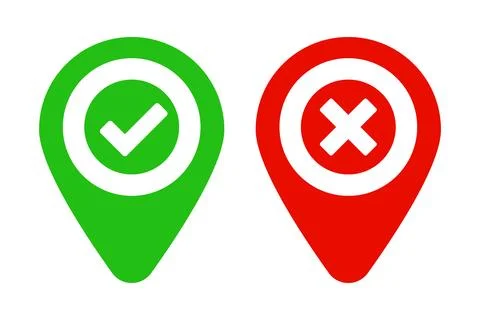 Map pins for checkpoints and off-limits areas. Stock Illustration