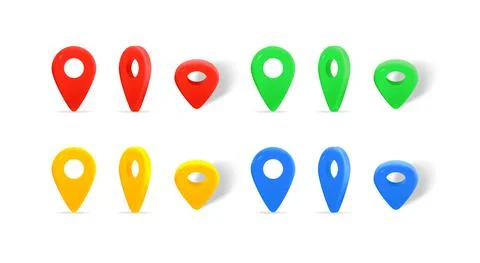 Map pins clipart. Objects isolated on white background. 3d vector illustratio Stock-Illustration