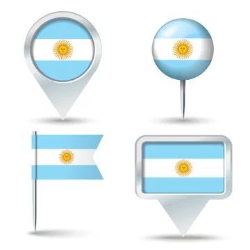Map pins with flag of Argentina Stock Illustration