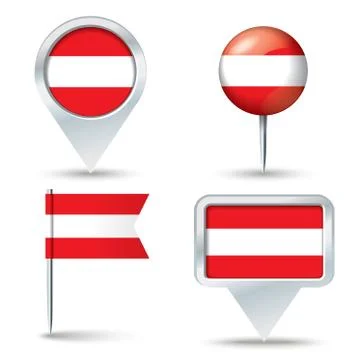 Map pins with flag of Austria Stock Illustration