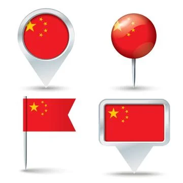 Map pins with flag of China Stock Illustration