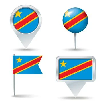 Map pins with flag of Congo (DRC) Illustrazione stock