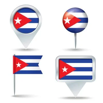 Map pins with flag of Cuba Stock Illustration