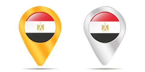 Map of pins with flag of Egypt. On a white background Stock Illustration