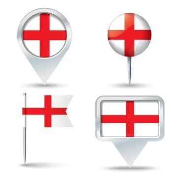 Map pins with flag of England Stock Illustration