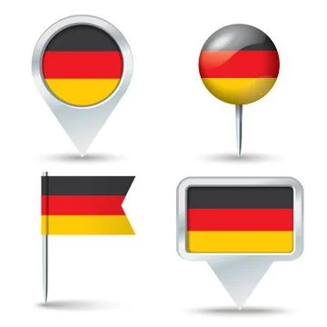 Map pins with flag of Germany Stock Illustration