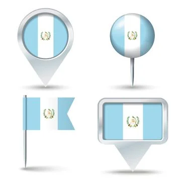 Map pins with flag of Guatemala Stock Illustration