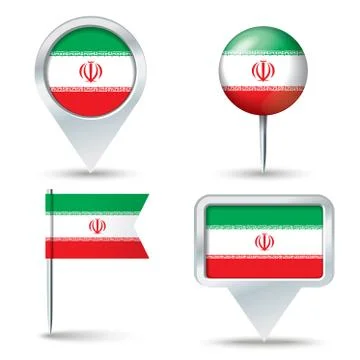 Map pins with flag of Iran Stock Illustration