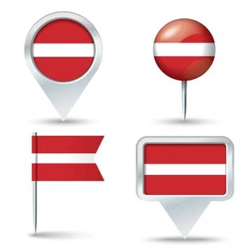 Map pins with flag of Latvia Stock Illustration