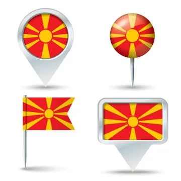 Map pins with flag of Macedonia Stock Illustration
