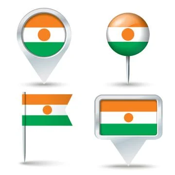 Map pins with flag of Niger Stock Illustration