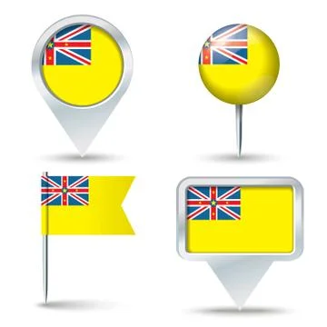 Map pins with flag of Niue Stock Illustration